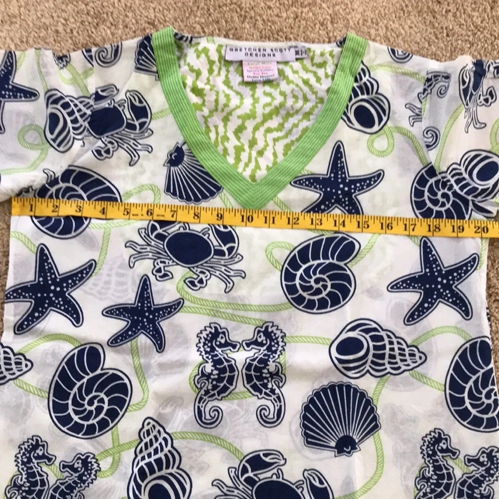 Gretchen Scott designs medium sea life white multi tunic/cover up. - Picture 7 of 8
